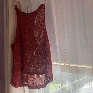Red crochet racer back tank